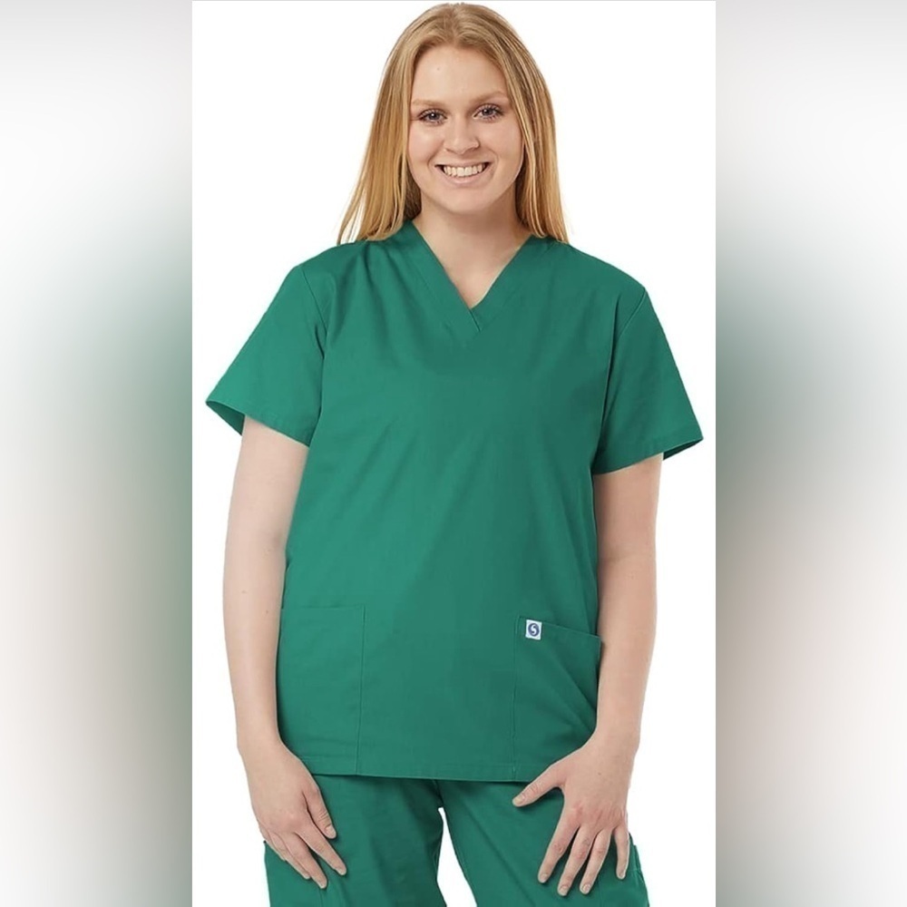 BAG032. NWT Scrub Top Medical Unisex Medical Professionals Hospital Green